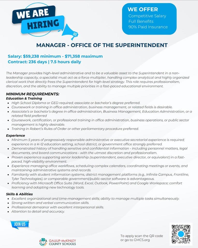 Gallup-McKinley County Schools hiring flyer